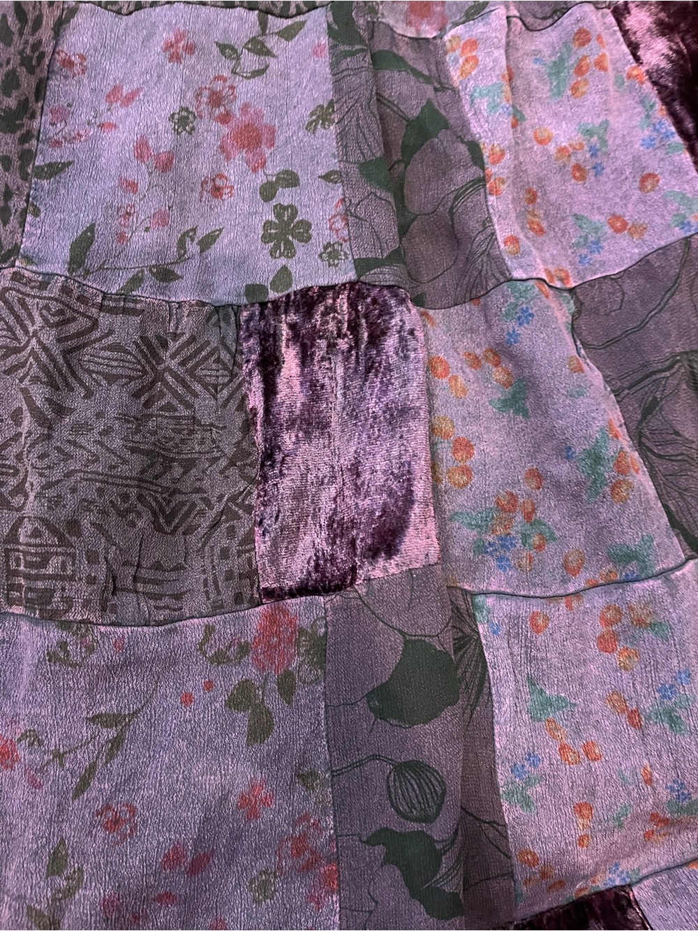 💔SOLD💔 Disturbia Mabel Purple Velvet Floral Patchwork Maxi Skirt Size 8 or M-L - Picture 2 of 3